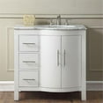 thumbnail image 1 of Silkroad Exclusive V0320WW36L 36 in. Carrara White Marble Top Single Sink Bathroom Vanity, 1 of 5