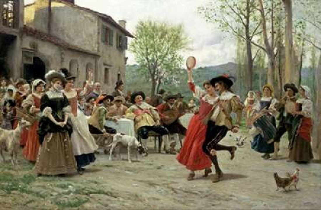 Silks and Satins at The Wedding Dance Canvas Art - Federigo Andreotti (12 x 18)