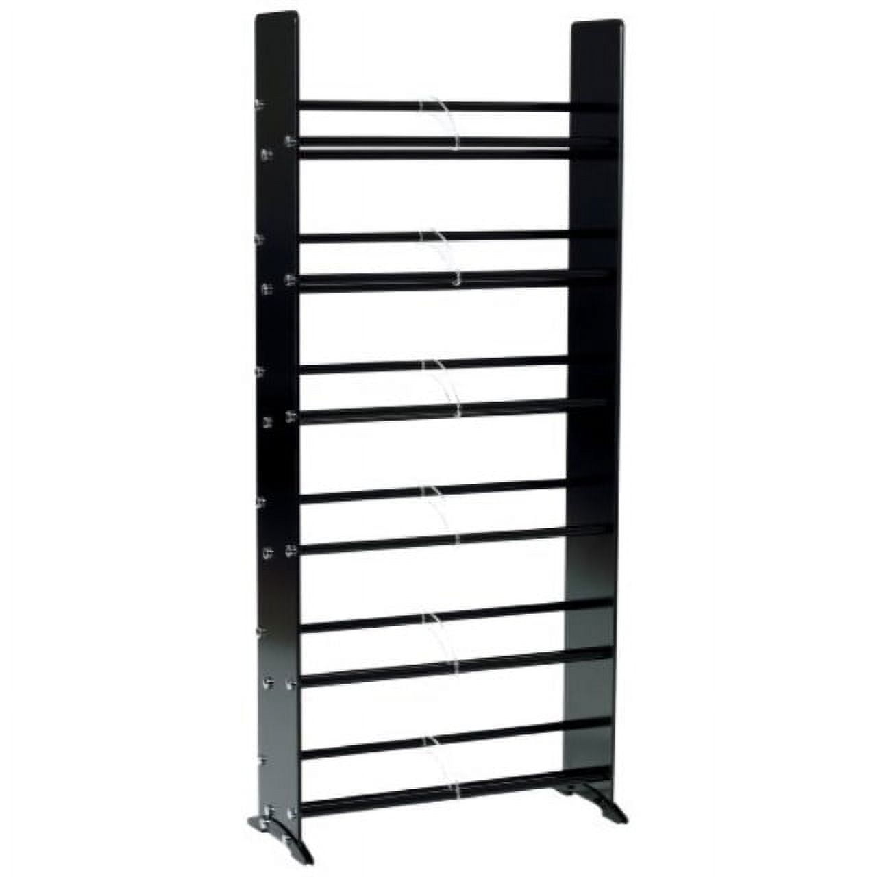 Silkscreen printed black glass CD/DVD rack, 6 shelves in high gloss