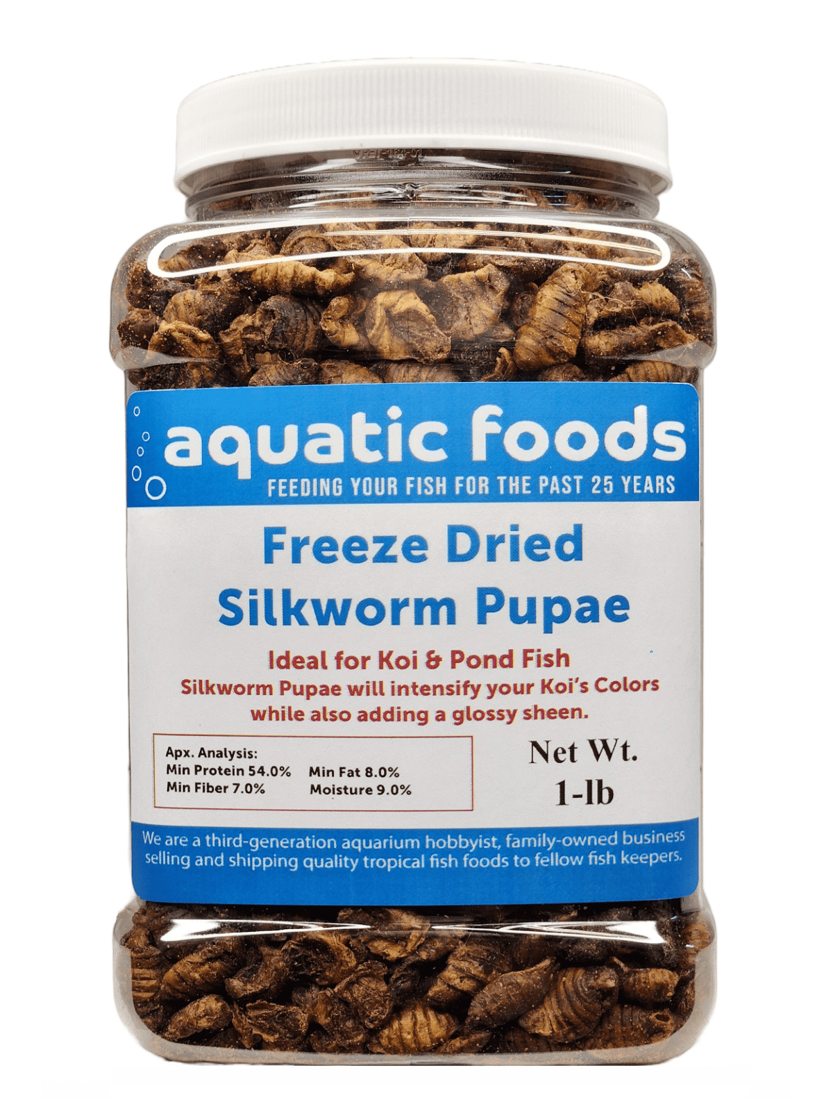 Silkworm Pupae, Freeze Dried for Koi, Pond Fish, Turtles, Large