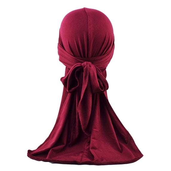 Silky Bandanas for Men Long Extend Durag Beanie Cap for 360 Waves,Soft Beanie Skull Hat Long Tie, Daily Wave Wide Straps Headwear for Men Women, Premium Satin Deluxe Du-rag,Red