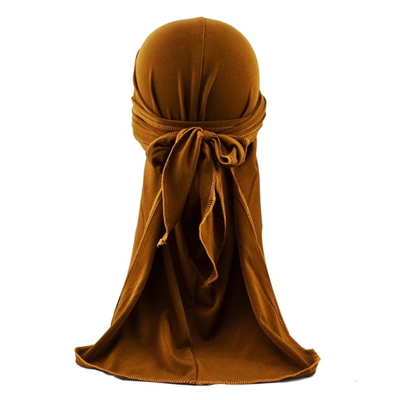 Silky Bandanas for Men Long Extend Durag Beanie Cap for 360 Waves,Soft Beanie Skull Hat Long Tie, Daily Wave Wide Straps Headwear for Men Women, Premium Satin Deluxe Du-rag,Coffee