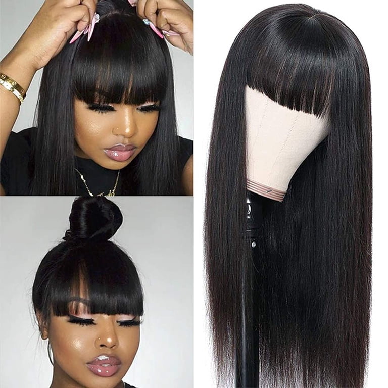 FirstBeauty 20inch Silky Straight Human Hair Wigs with Bangs  display picture 2