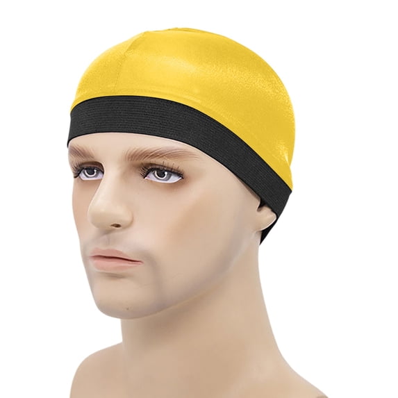 Silky Bonnet for Men, Wave Cap Satin Silk Hair Bonnet for Sleep, Durags Elastic Band Wave Caps, Stocking Wave Sleeping Shower Caps Silk Hair Wrap for Men Women Gold