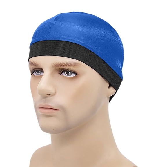 Silky Bonnet for Men, Wave Cap Satin Silk Hair Bonnet for Sleep, Durags Elastic Band Wave Caps, Stocking Wave Sleeping Shower Caps Silk Hair Wrap for Men Women Royal Blue