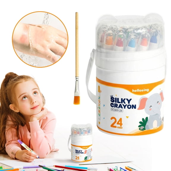 Silky Crayons, The Ultimate Mess-Free Art Set, Non-Toxic Washable Crayonss,Silky Washable Crayons, Ultra-Silky Easy-Grip Art Supplies, Gift(24 Color)
