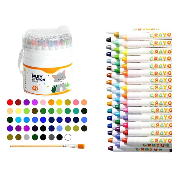 Silky Crayons for Toddlers 1-3 & Kids 2-4, Washable Twist Joy Crayons, Mess Free Non-Toxic Jumbo Twistable Silky Crayon Art Supplies for Boys & Girls, 12/24/36/48colors