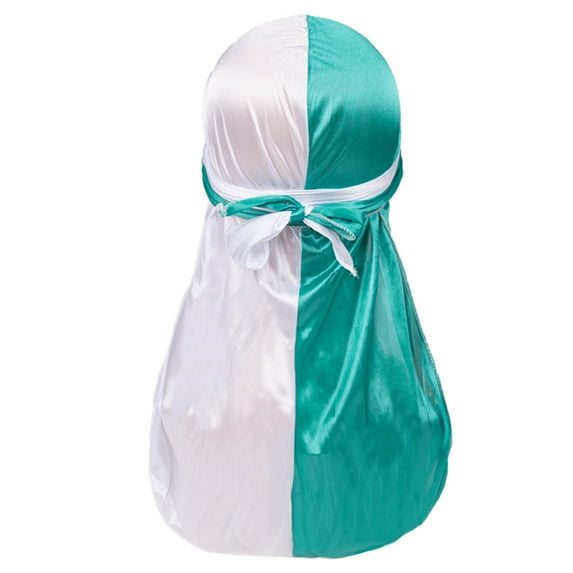 Silky Durag Caps, Two Tone Pirate Caps, Long-Tail Headwraps Wide Straps Turban for Men Boys, Multicoloured