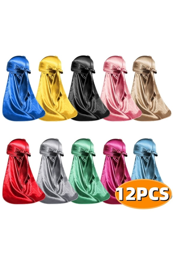 Silky Durag Silk Durag for Men Women Waves Satin Durag with Long Tail and Wide Straps 10 Colors