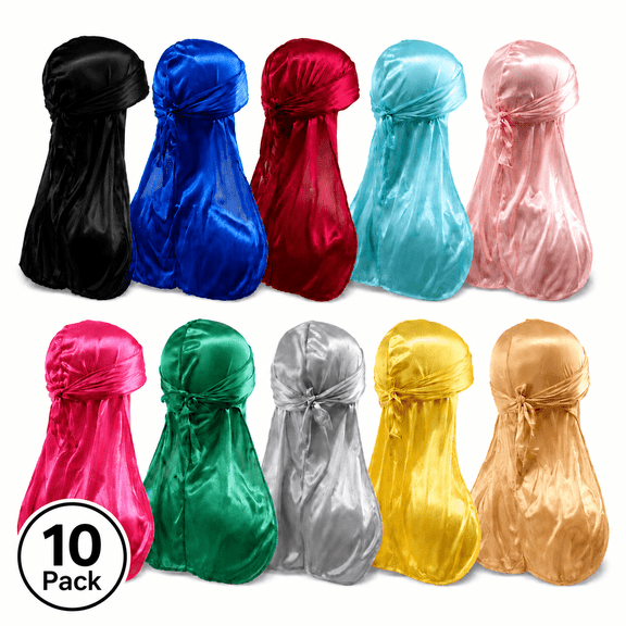 Silky Durag Silk Durag for Men Women Waves Satin Durag with Long Tail and Wide Straps  10 Colors