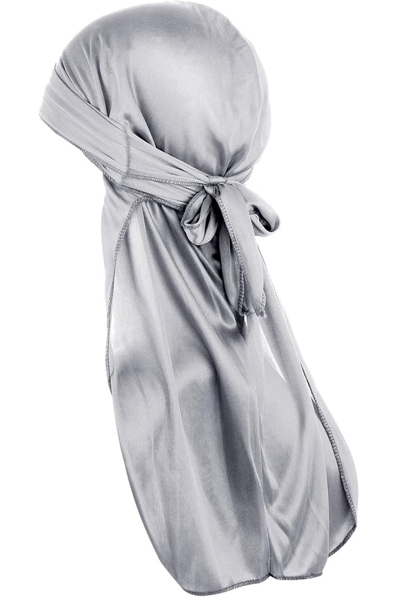 Silky Durag for Men Silk Bonnet 360 Waves Ultra-Soft Wave Cap Premium Satin Durags Extra Long Tails(Black)