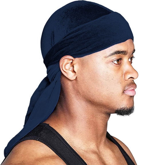 Silky Durag for Men Wave Cap Satin Dorag for Men Women 360 Wave Navy