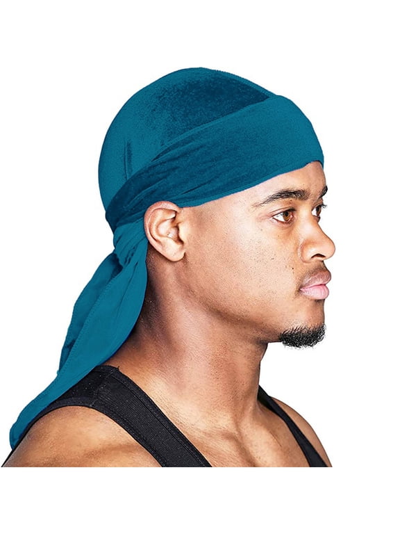 Silky Durag for Men Wave Cap Satin Dorag for Men Women 360 Wave Turquoise