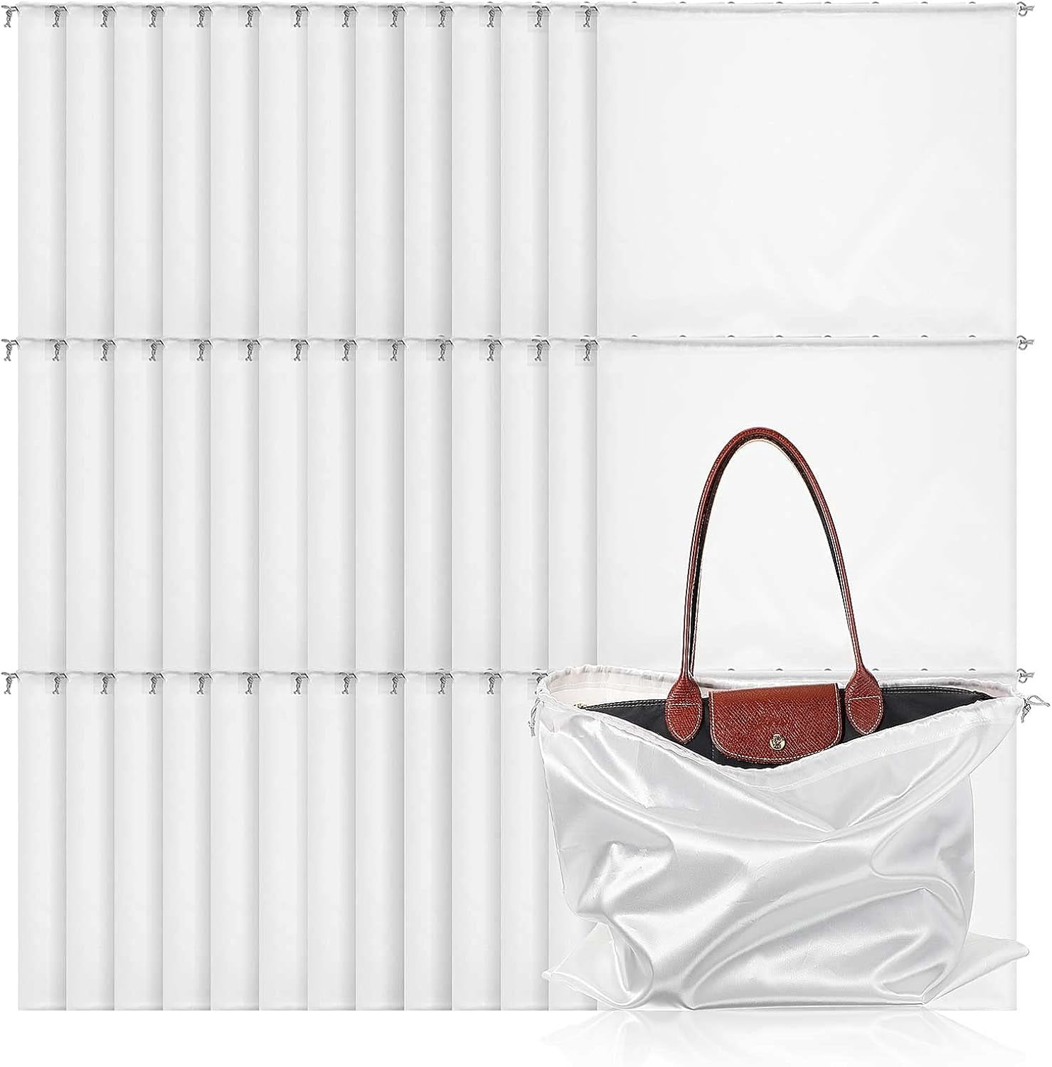 Silky Dust Cover Bags with Drawstring, Dustproof Travel Storage Pouches for Handbags, Purses, Shoes and Boots