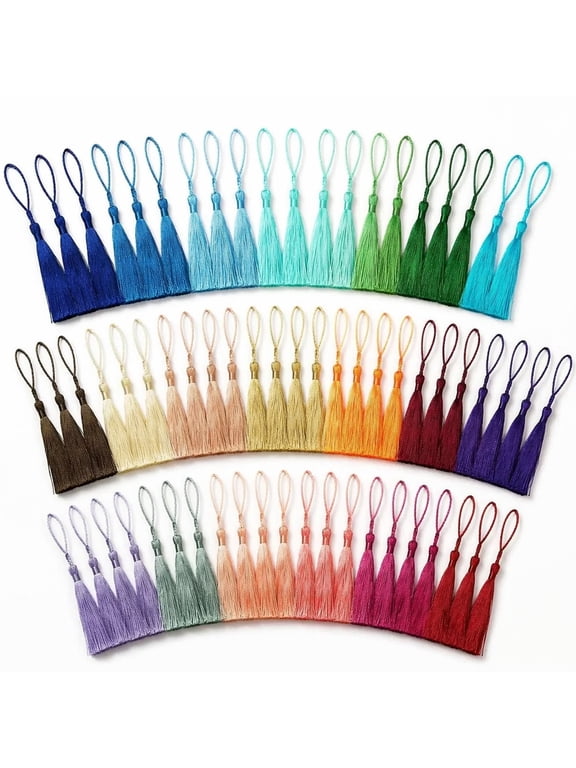 Silky Floss Bookmark Tassels,100 Pcs 13 cm/5 inch Mini Tassels,Hanging Knotted Tassel,Pendent Fringes with Cord Loop for Jewelry Making, Souvenir, Bookmarks, DIY Craft Accessory,20 Colors