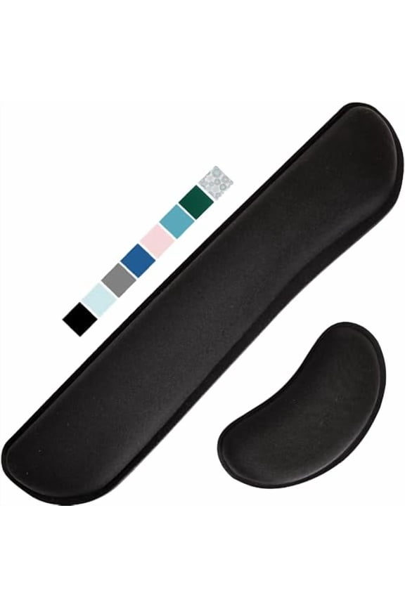 Silky Gel Memory Foam Wrist Rest for Computer Keyboard,Mouse,Ergonomic Design for Typing Pain Relief,Desk Pads Support Hand and Arm,Mousepad Rests,Stain Resistant,2 Piece Pad,Black