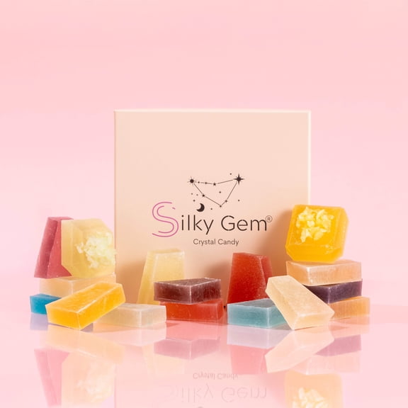 Silky Gem Treasure Box Collection: 16-Piece Multi-Flavor Assortment Handcrafted Edible Jewelry & ASMR Crystal Candy Vegan, Gluten-Free Gourmet Gift