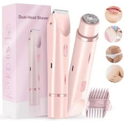 Silky Glow Razor, Glow Aura Womens Shaver, 2 in 1 Electric Dual Headed Body Shaver, Lady Bikini Shaver IPX7 Waterproof Wet and Dry Hair Trimmer for Facial Face Lip Chin Underarm Legs