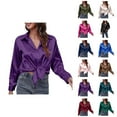 thumbnail image 1 of Silky Long-Sleeve Satin Blouse Women'S Satin Silk Button-Down Shirt Casual Loose Office Work Top Breathable for Everyday Workwear, 1 of 6