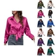 thumbnail image 1 of Silky Long-Sleeve Satin Blouse Women'S Satin Silk Button-Down Shirt Casual Loose Office Work Top Breathable for Everyday Workwear, 1 of 6