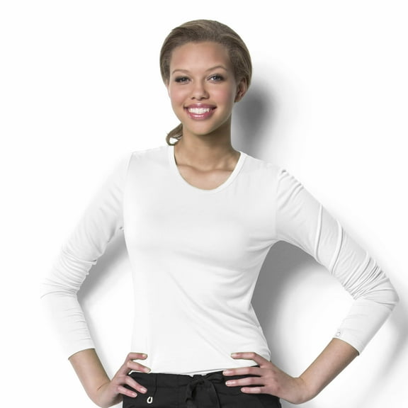 Wink Layers Women's Long Sleeve Silky Tee, White, L Womens
