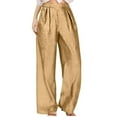 thumbnail image 1 of Silky Lounge Pants for Women Lightweight Slim Fit Elastic Waist Wide Leg Sleep Trouser with Pockets, 1 of 9