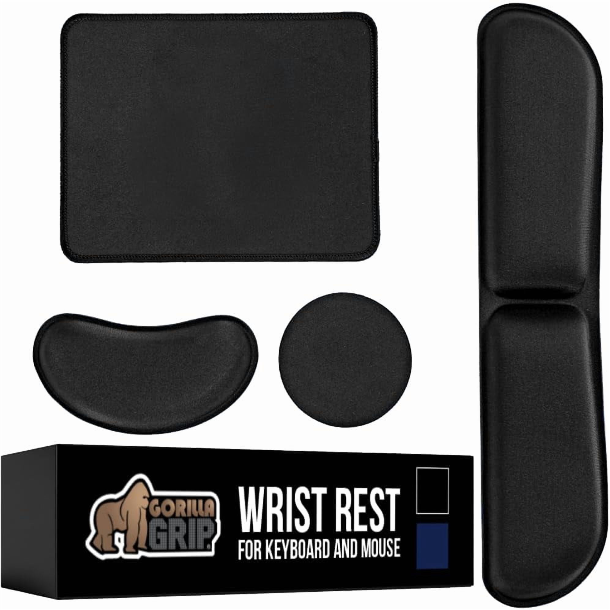 Silky Memory Foam Keyboard Wrist Rest and Mouse Pad for Computer, Ergonomic Typing Support, Desk Office Supplies and Gaming Accessories, Hand & Arm Mousepad Cushions and Coaster Set Black