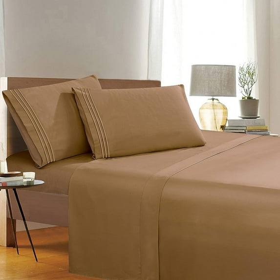 Silky Microfiber Sheet Set,1500 Series, Deep Pocket, Wrinkle and Fade Resistant,Full Taupe