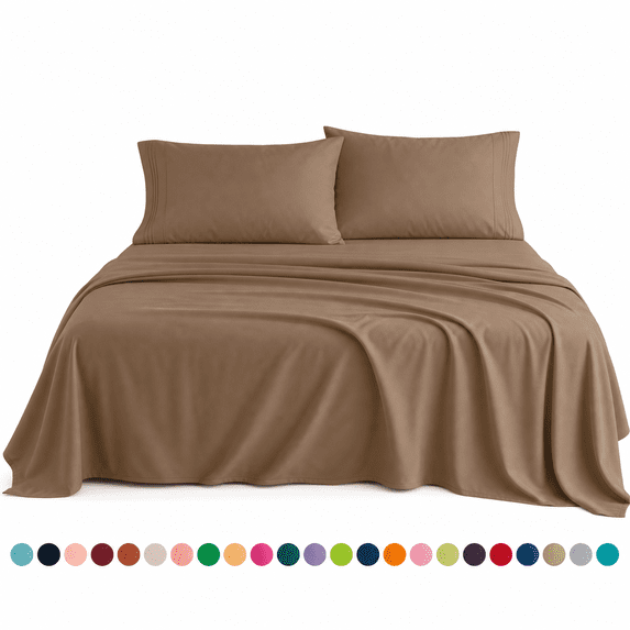 Elegant Comfort 4-Piece Microfiber Bed Sheet Set - Soft Breathable Cooling Hotel Sheets, Deep Pocket, Fitted, Flat & Pillowcases, Wrinkle & Fade Resistant Bedding, Twin, Taupe