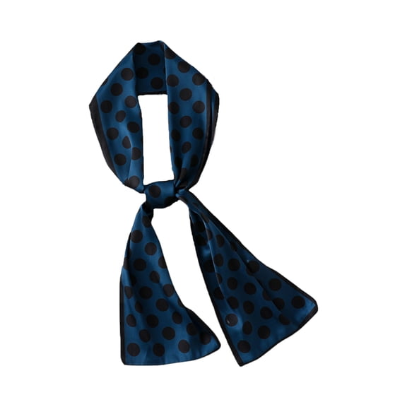 Silky Rectangular Neck Scarf with Abstract Print Border Design - Navy