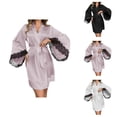 thumbnail image 1 of Silky Robes for Women 3/4 Sleeve Lace Loose Fit Kimono Robe Bride Bridesmaid Wedding Party Robe Sleepwear, 1 of 5