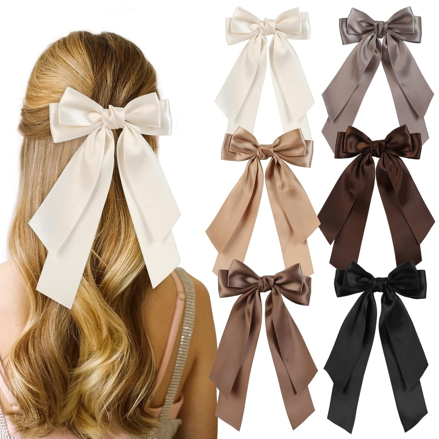 Silky Satin Hair Bows Hair Clips for Women Girls, Hair 