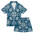 thumbnail image 1 of Silky Satin Kids' Pajama Set Breathable & Smooth Unisex Button-Down Pajamas Abstract Turtle Pattern, 1 of 8