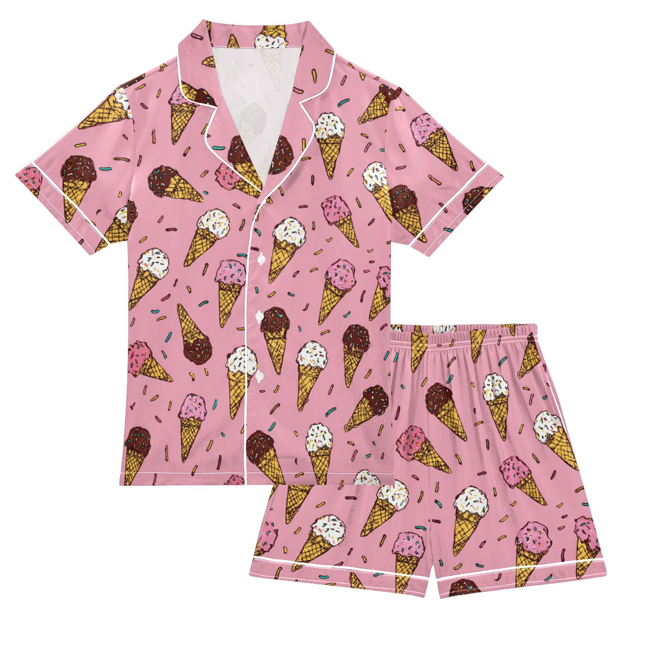 Silky Satin Kids' Pajama Set Breathable & Smooth Unisex Button-Down ...