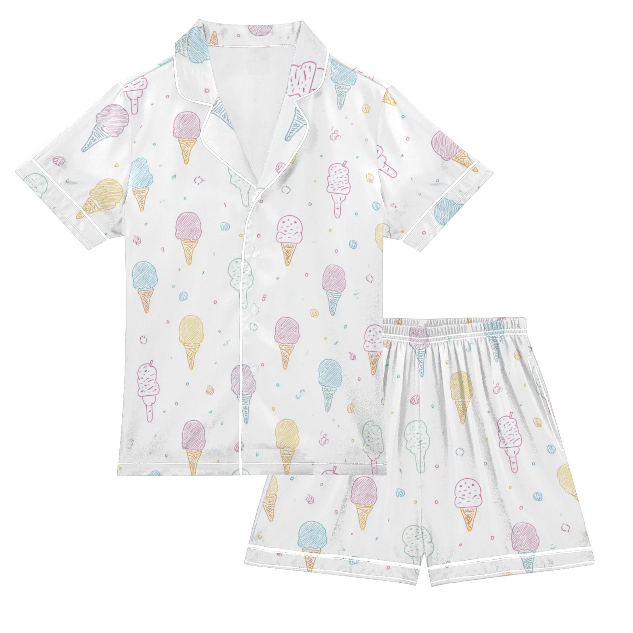 Silky Satin Kids' Pajama Set Breathable & Smooth Unisex Button-Down ...