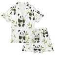 thumbnail image 1 of Silky Satin Kids' Pajama Set Breathable & Smooth Unisex Button-Down Pajamas Panda Eating Bamboo, 1 of 8