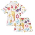 thumbnail image 1 of Silky Satin Kids' Pajama Set Breathable & Smooth Unisex Button-Down Pajamas Summer Beach Elements, 1 of 8