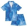 thumbnail image 1 of Silky Satin Kids' Pajama Set Breathable & Smooth Unisex Button-Down Pajamas Water Texture Background, 1 of 8