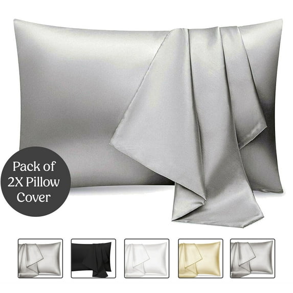 Silky Satin Pillowcase Set (2-Pack) - Reduces Frizz & Wrinkles, Envelope Closure