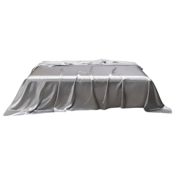 Silky Satin Solid Bed Sheet – 89.8 x 102 Inch King/Cal King, Polyester Satin, Wrinkle-Resistant (Blue)