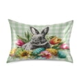 thumbnail image 1 of Satin Pillowcase Home Luxury Envelope Pillowcases Soft And Smooth Bunny with Tulips & Abstract Colorful Eggs, 1 of 6