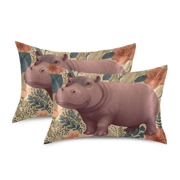 Silky Satin Standard Pillowcases For Hair And Skin A Hippopotamus