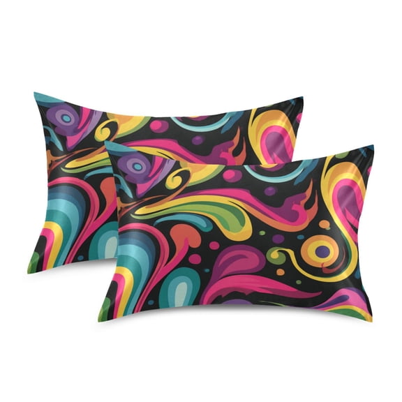 Silky Satin Standard Pillowcases For Hair And Skin Abstract Vector Colorful Swirl