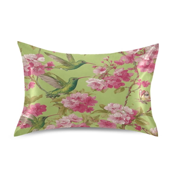 Satin Pillowcase Home Luxury Envelope Pillowcases Soft And Smooth Two Hummingbirds