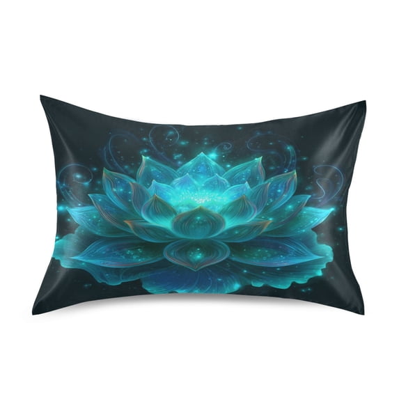 Satin Pillowcase Home Luxury Envelope Pillowcases Soft And Smooth Fluorescent Cyan