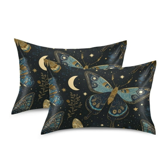 Silky Satin Standard Pillowcases For Hair And Skin Butterflies Moon and Stars