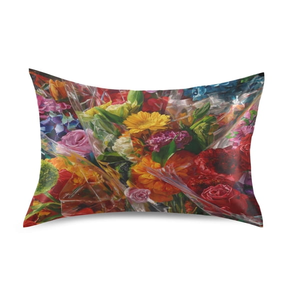 Satin Pillowcase Home Luxury Envelope Pillowcases Soft And Smooth Painting Of Flowers Bouquet