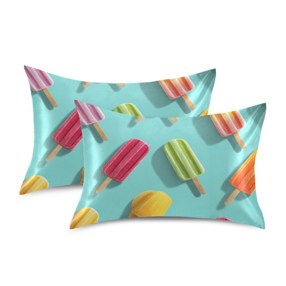Silky Satin Standard Pillowcases For Hair And Skin Colorful Popsicles