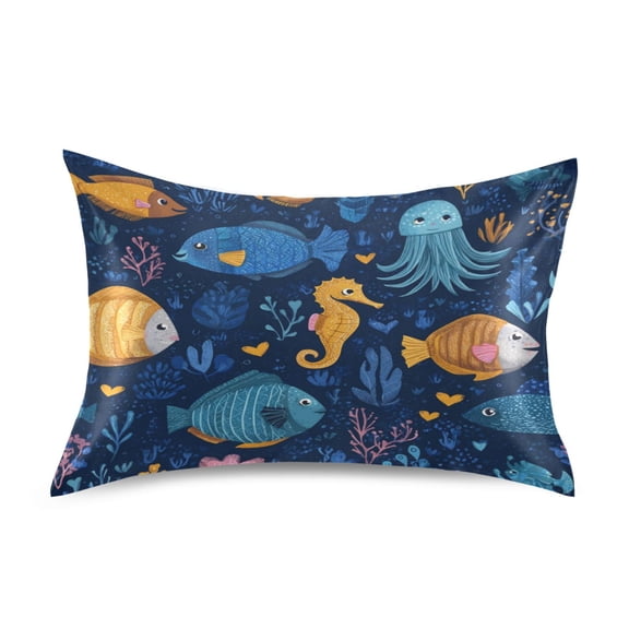 Satin Pillowcase Home Luxury Envelope Pillowcases Soft And Smooth Sea Creature Pattern