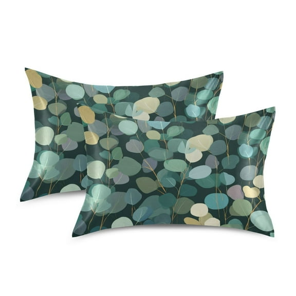 Silky Satin Standard Pillowcases For Hair And Skin Eucalyptus Leaves